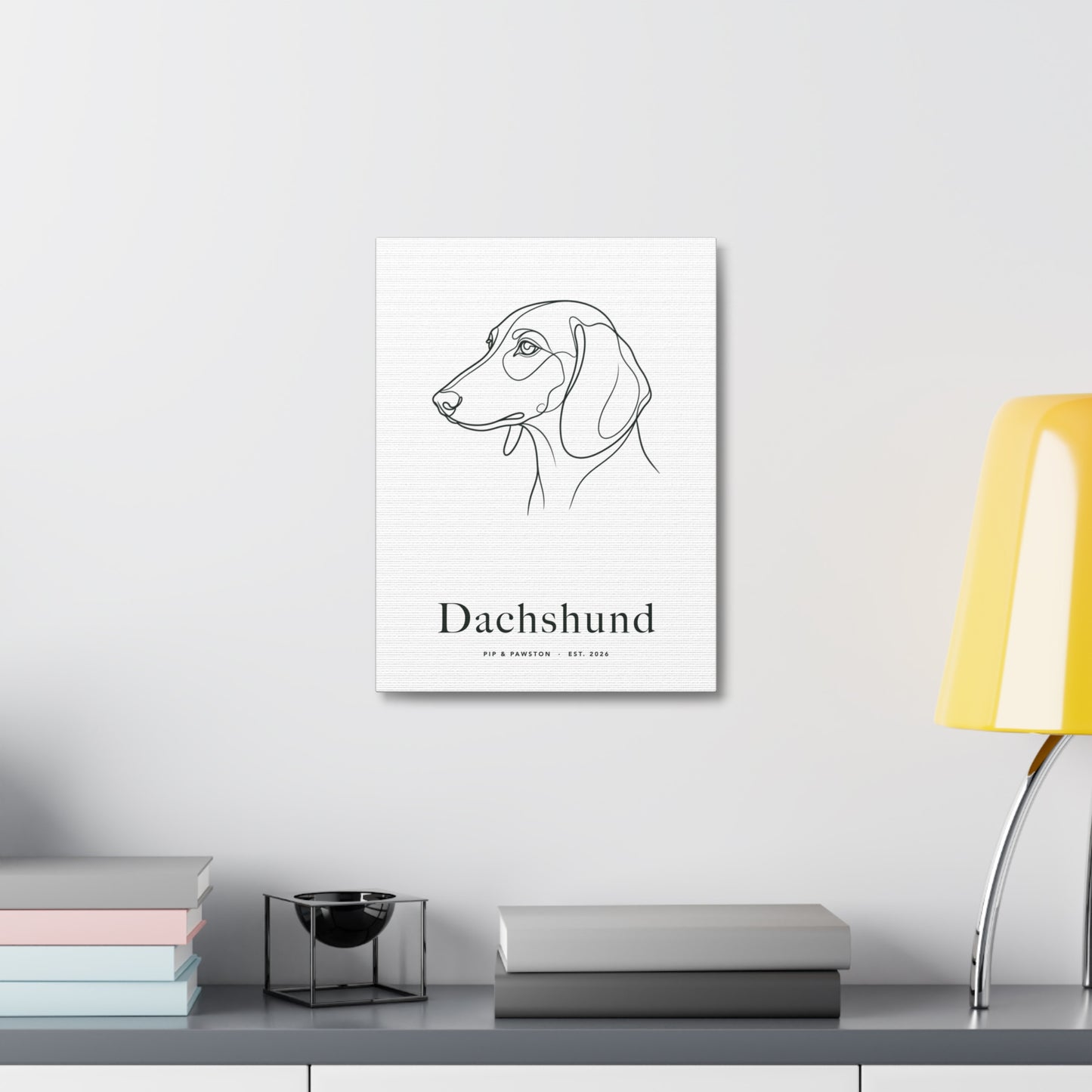 Dachshund Line-Art Canvas with Wordmark