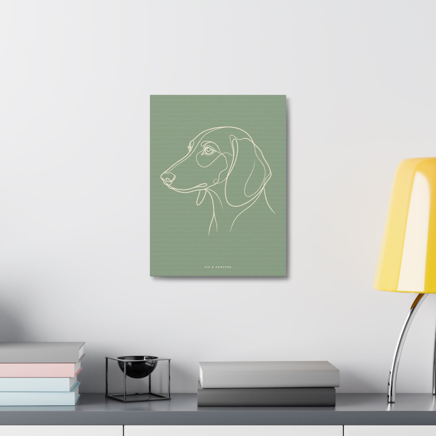 Dachshund Line-Art Canvas - Sage