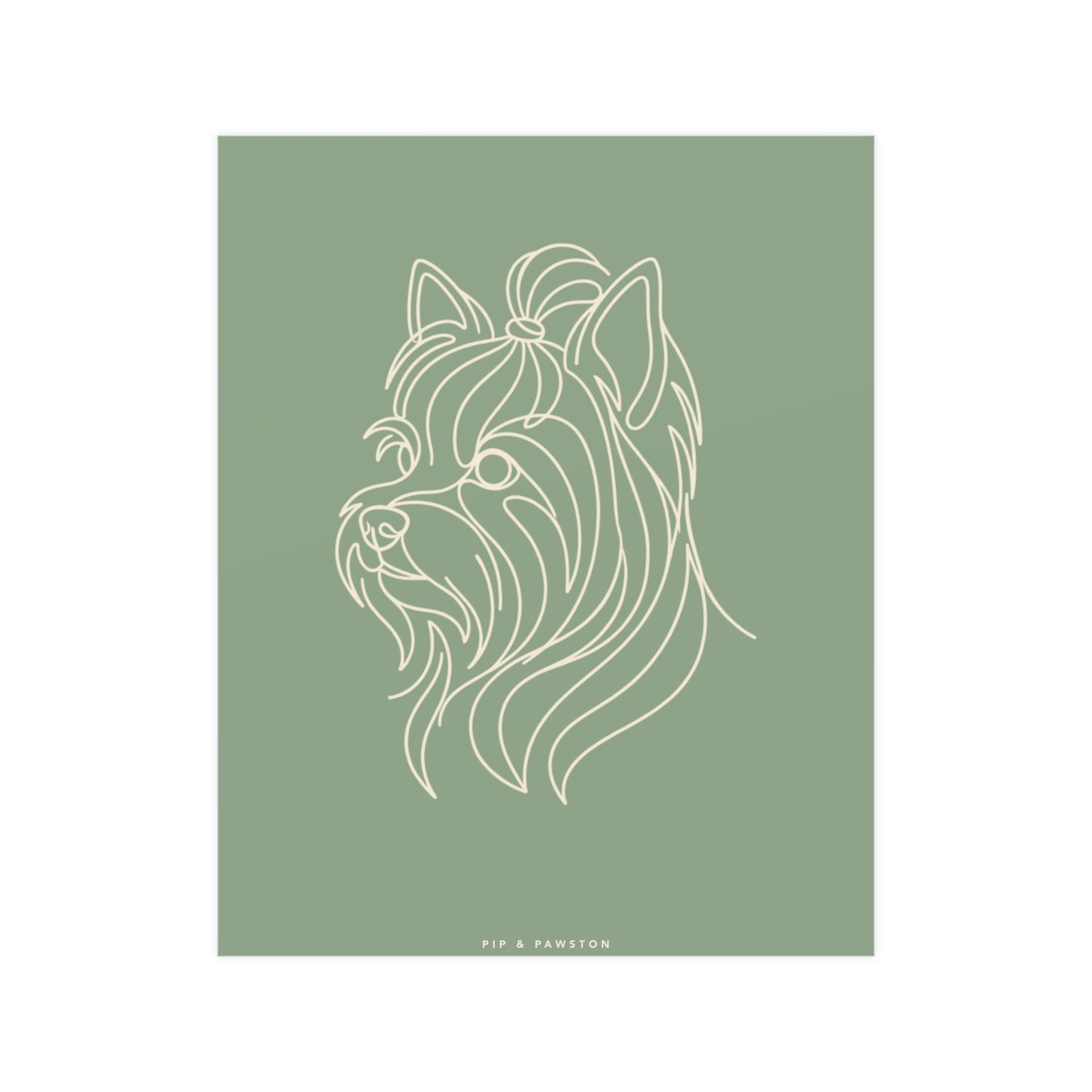 Yorkie Line-Art Poster - Sage