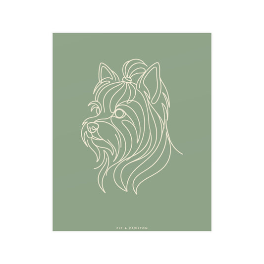 Yorkie Line-Art Poster - Sage