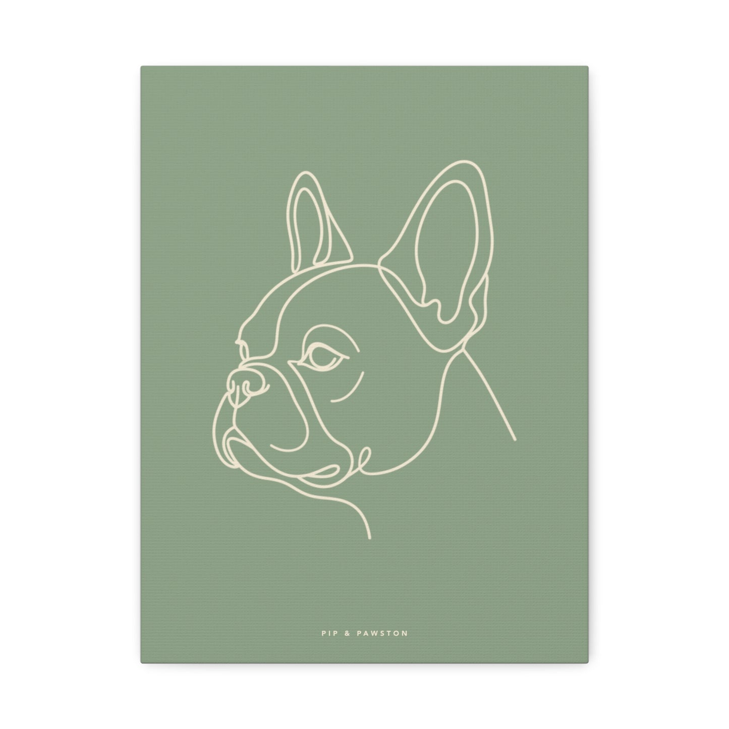 Frenchie Line-Art Canvas - Sage