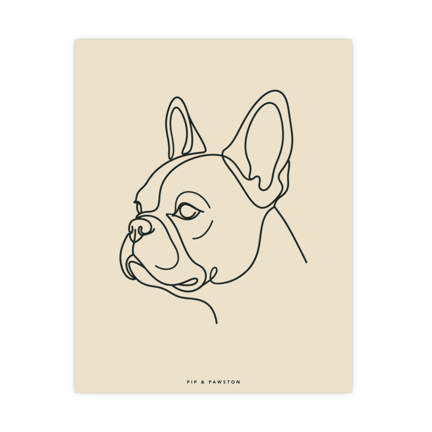 Frenchie Line-Art Poster - Warm Cream