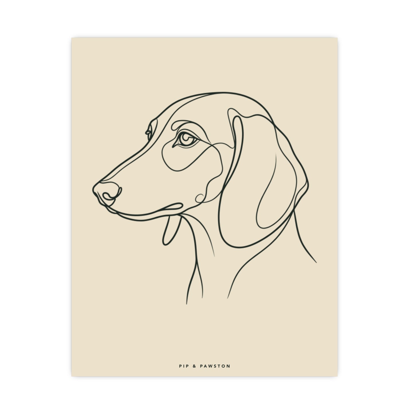 Dachshund Line-Art Poster - Warm Cream