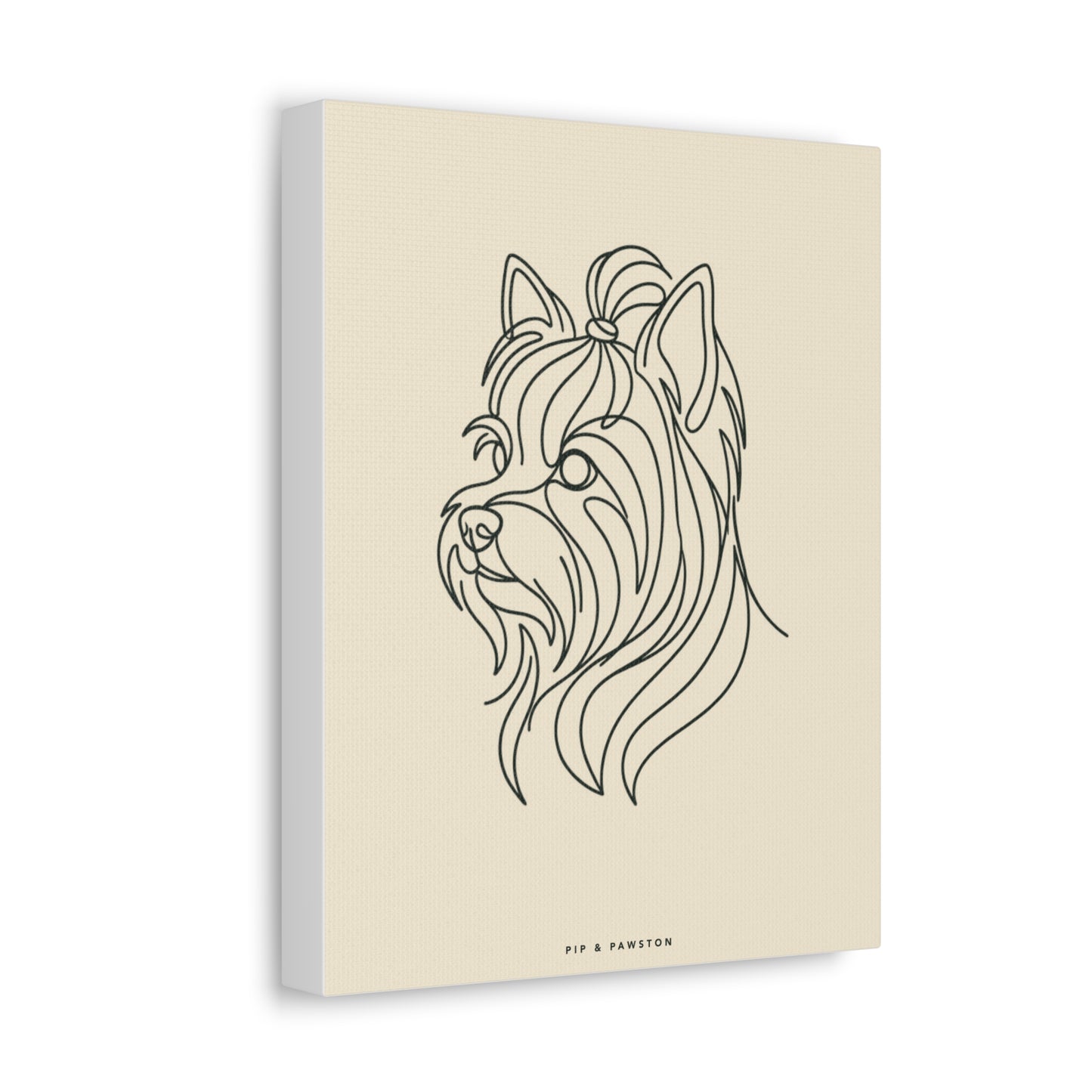 Yorkie Line-Art Canvas - Warm Cream