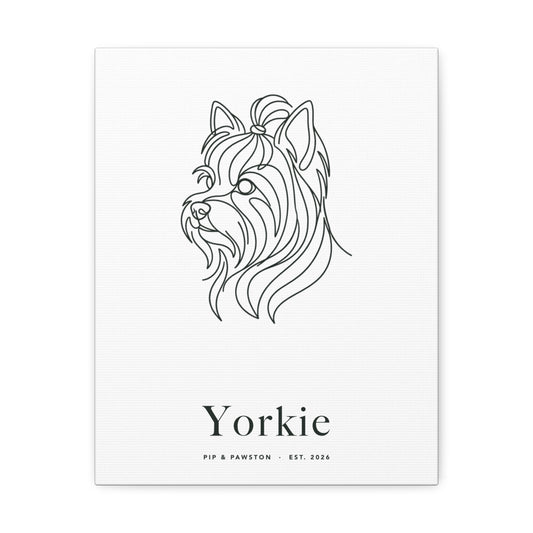 Yorkie Line-Art Canvas with Wordmark