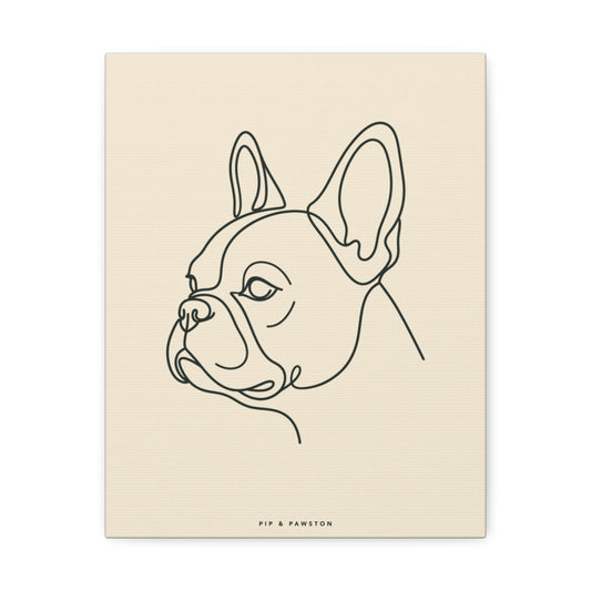 Frenchie Line-Art Canvas - Warm Cream