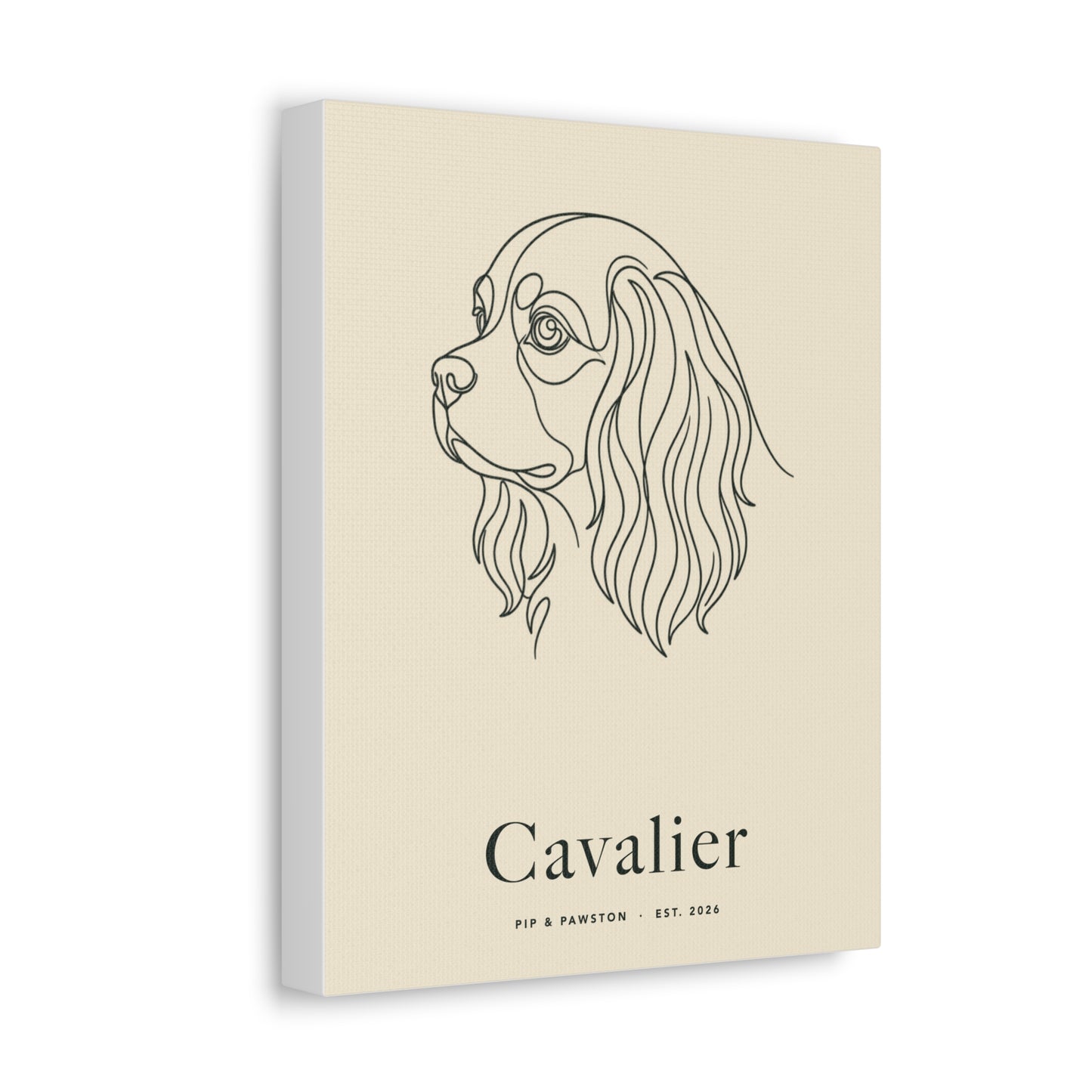 Cavalier Line-Art Canvas with Wordmark - Warm Cream