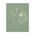 Pug Line-Art Canvas - Sage