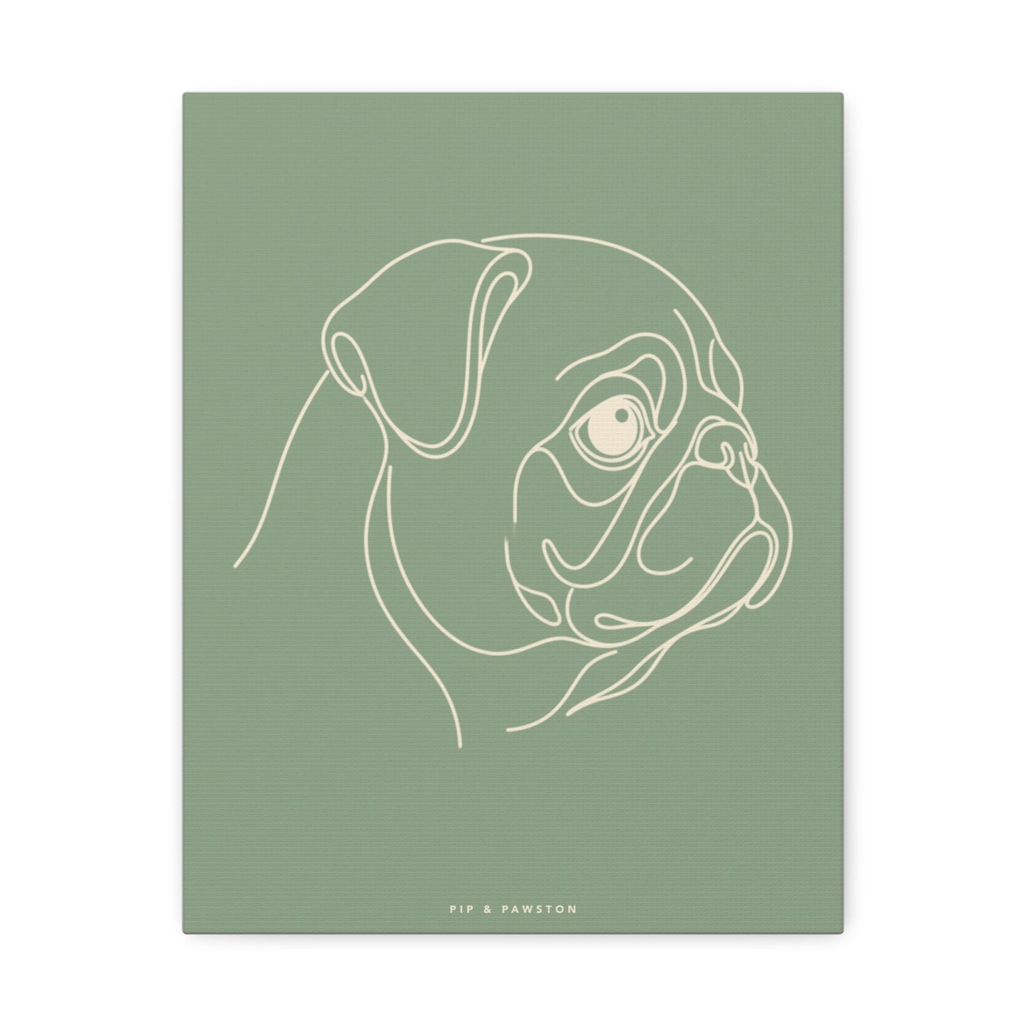 Pug Line-Art Canvas - Sage