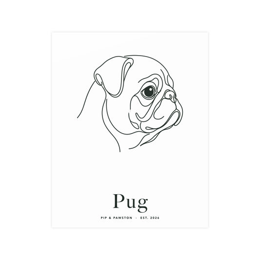 Pug Line-Art Poster with Wordmark