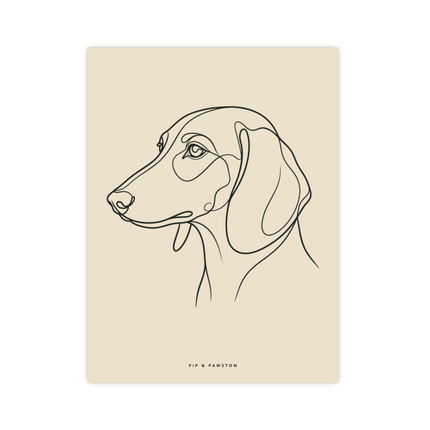 Dachshund Line-Art Poster - Warm Cream