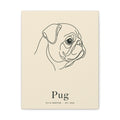 Pug Line-Art Canvas with Wordmark - Warm Cream