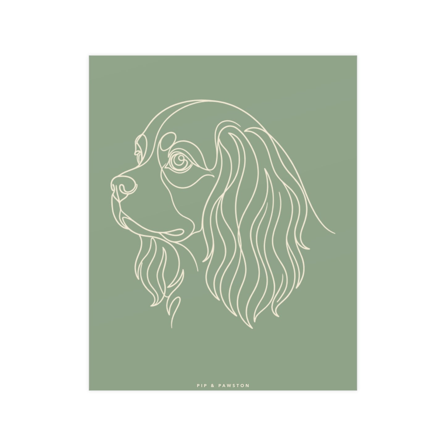 Cavalier Line-Art Poster - Sage
