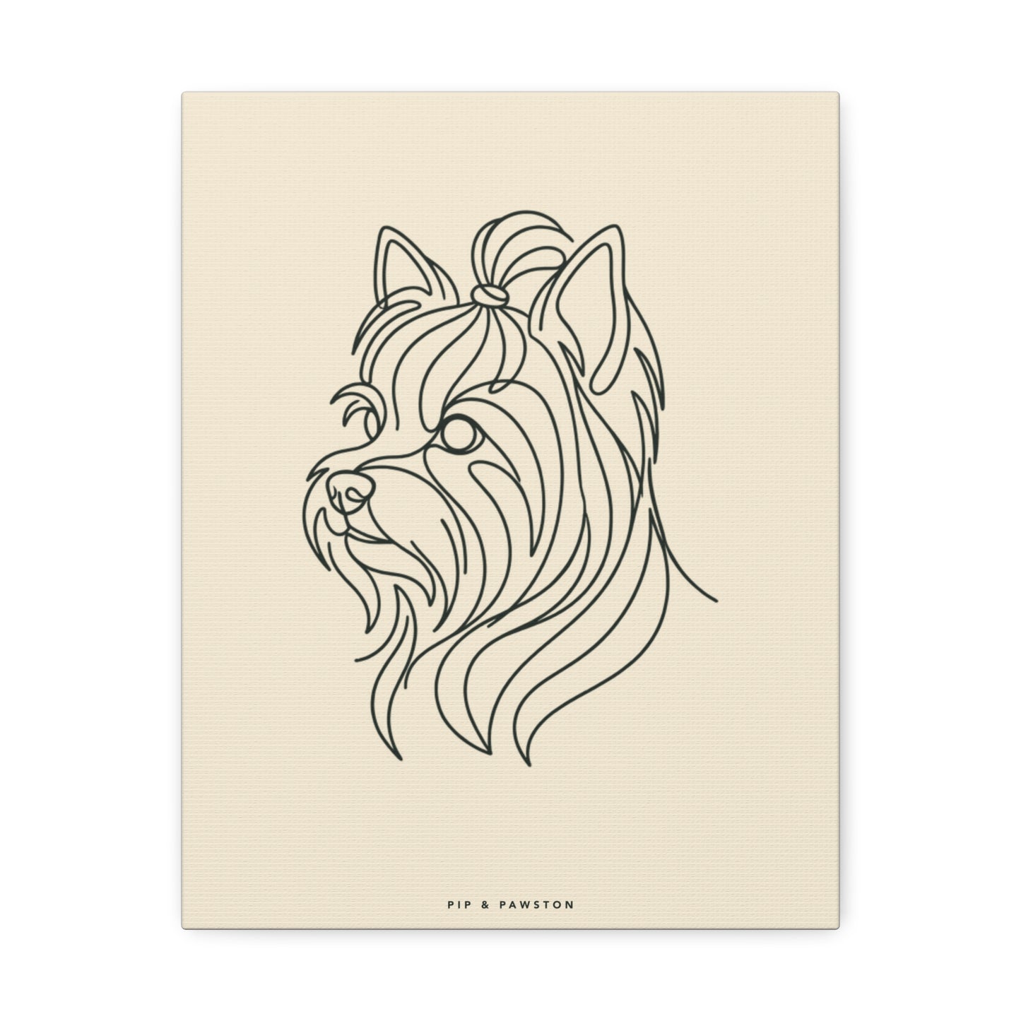 Yorkie Line-Art Canvas - Warm Cream