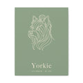 Yorkie Line-Art Canvas with Wordmark - Sage