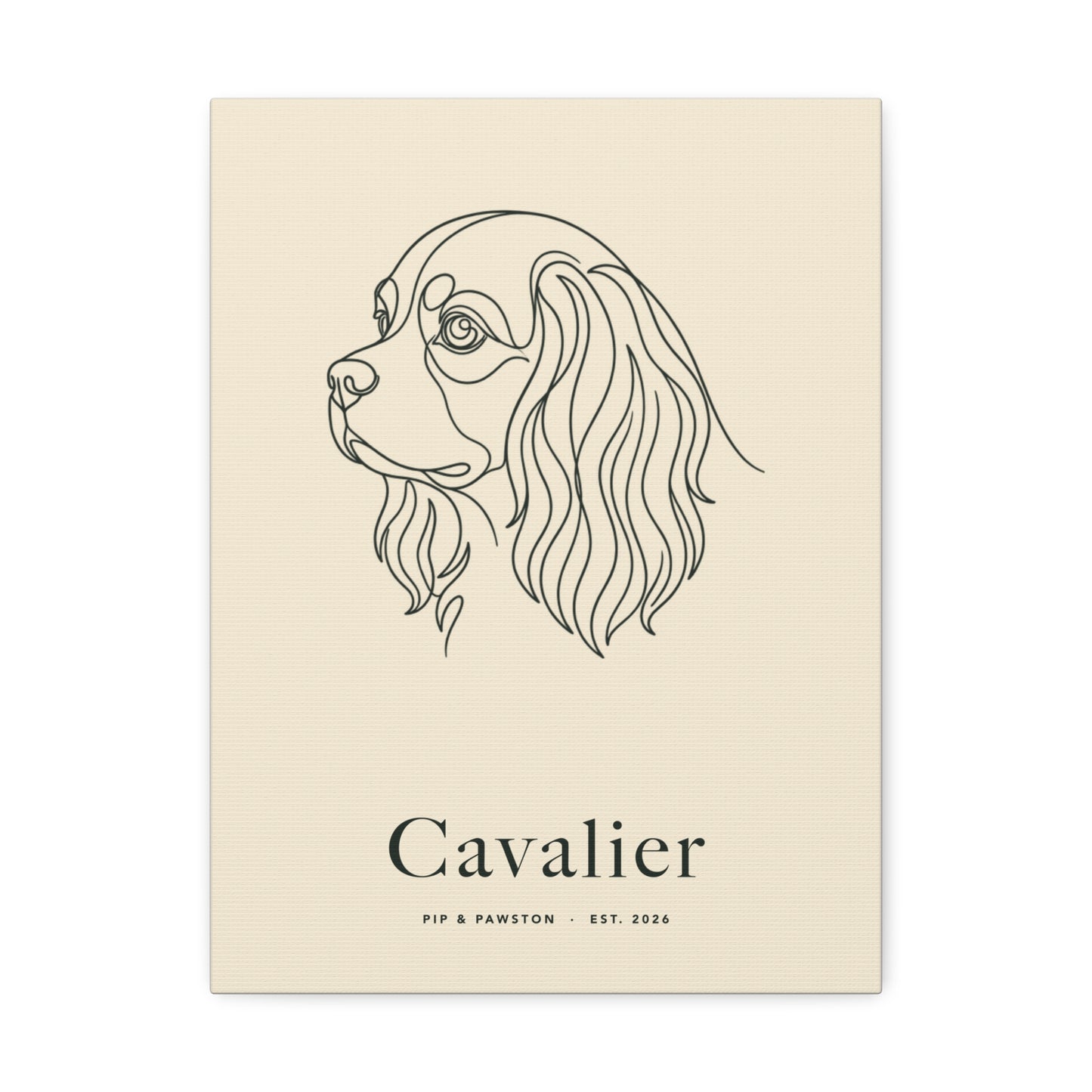 Cavalier Line-Art Canvas with Wordmark - Warm Cream