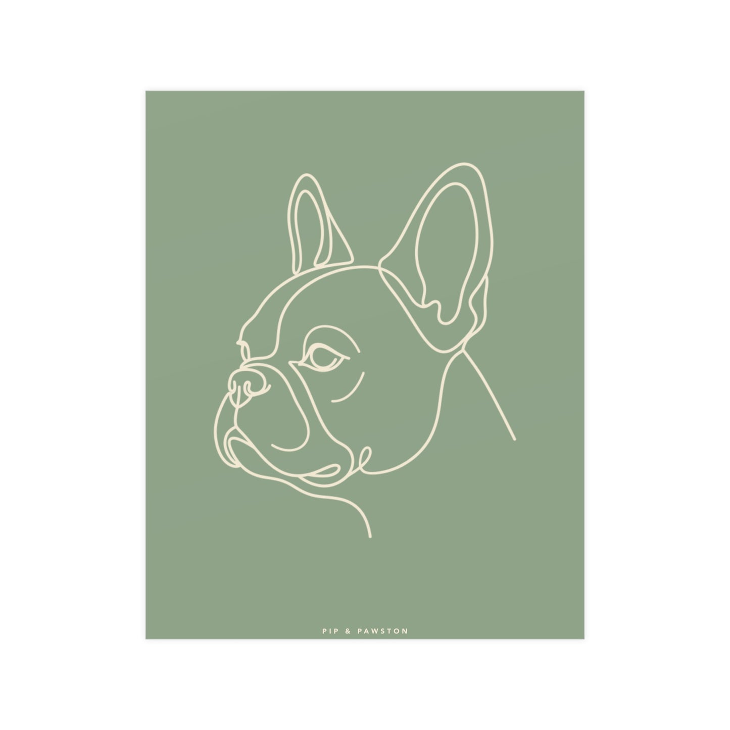 Frenchie Line-Art Poster - Sage