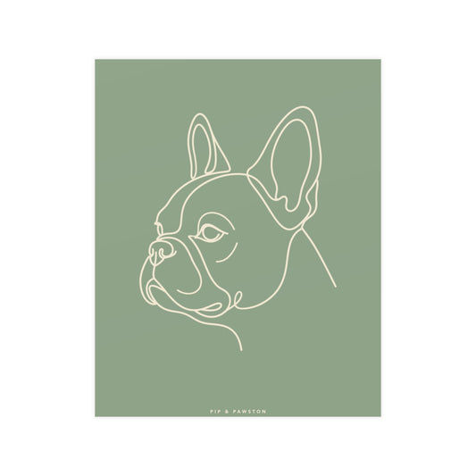 Frenchie Line-Art Poster - Sage