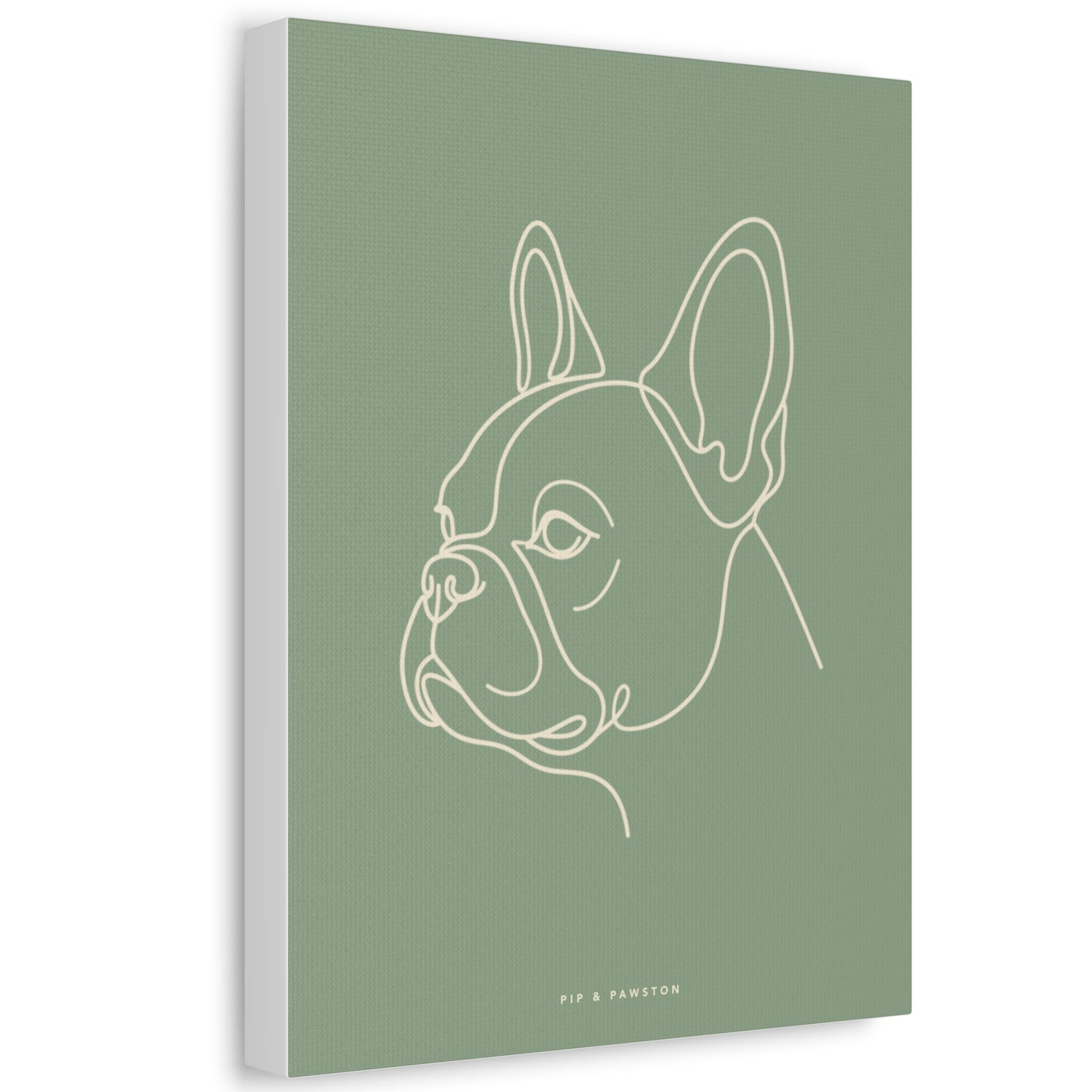 Frenchie Line-Art Canvas - Sage