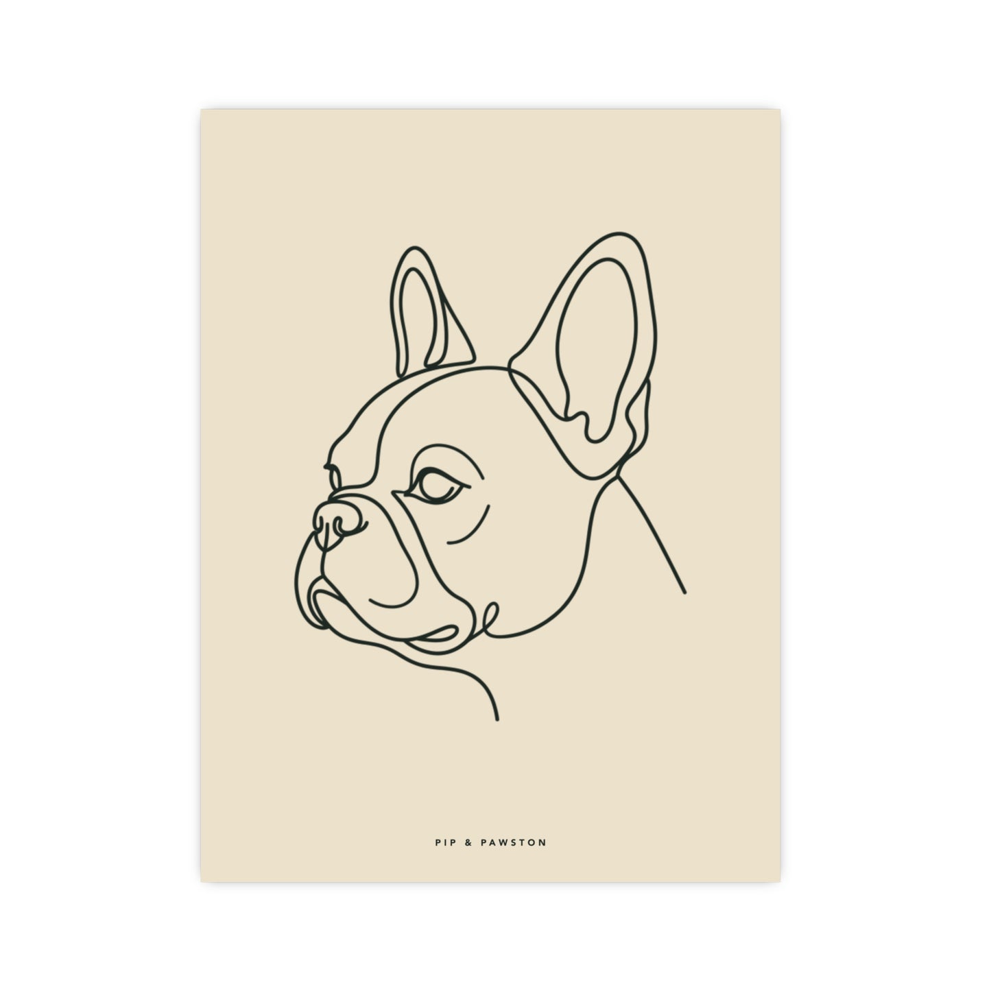 Frenchie Line-Art Poster - Warm Cream