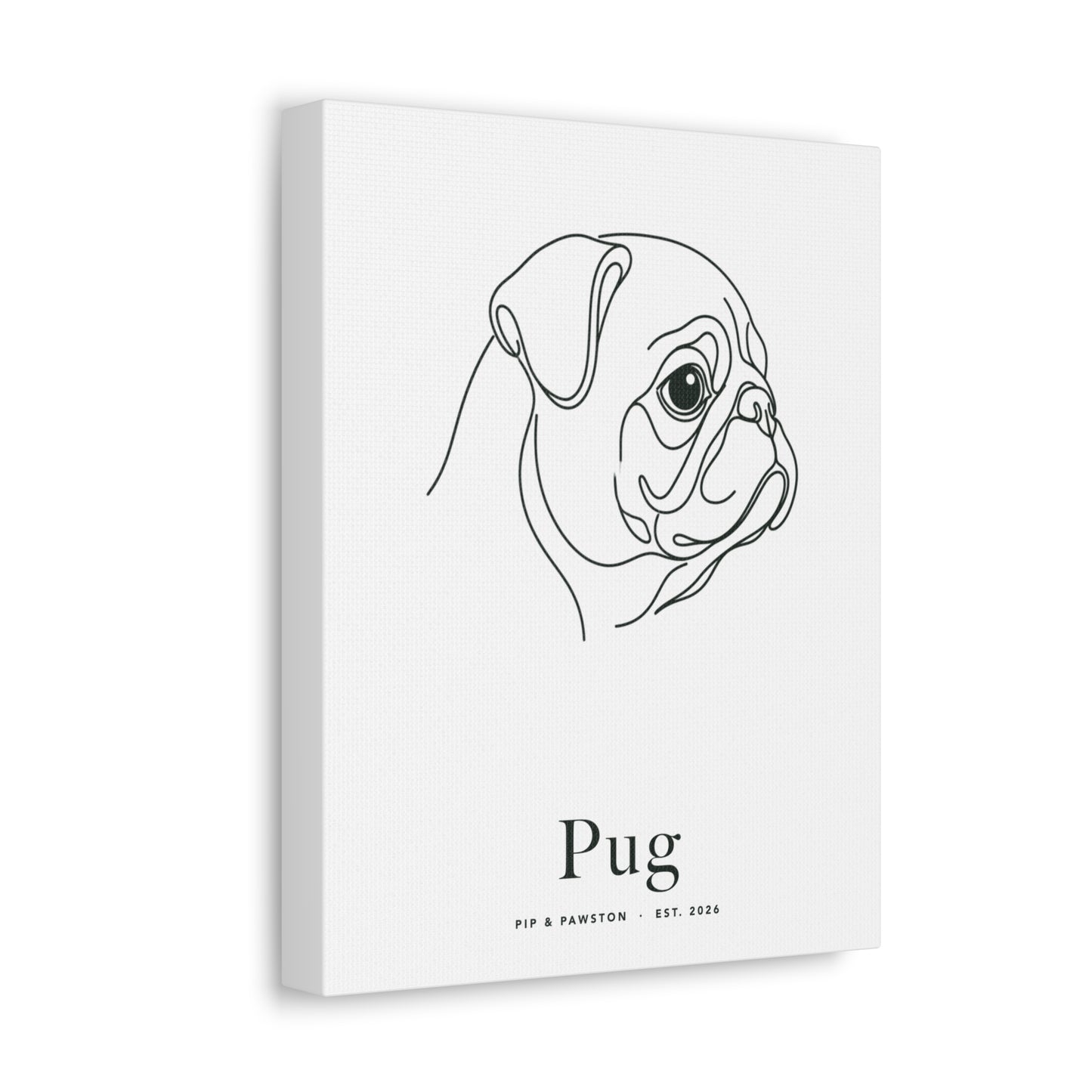 Pug Line-Art Canvas with Wordmark