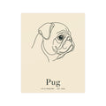 Pug Line-Art Poster with Wordmark - Warm Cream