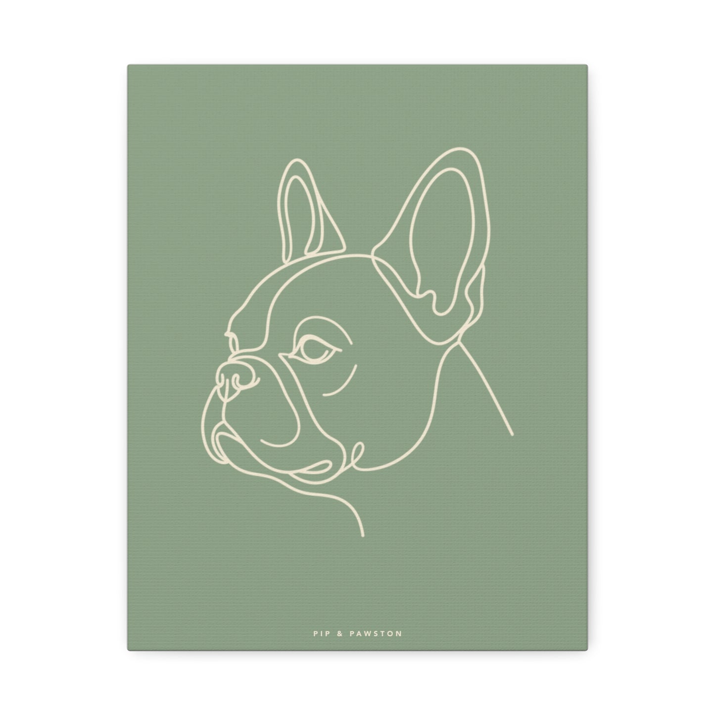 Frenchie Line-Art Canvas - Sage