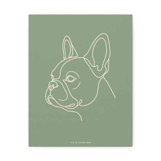 Frenchie Line-Art Canvas - Sage