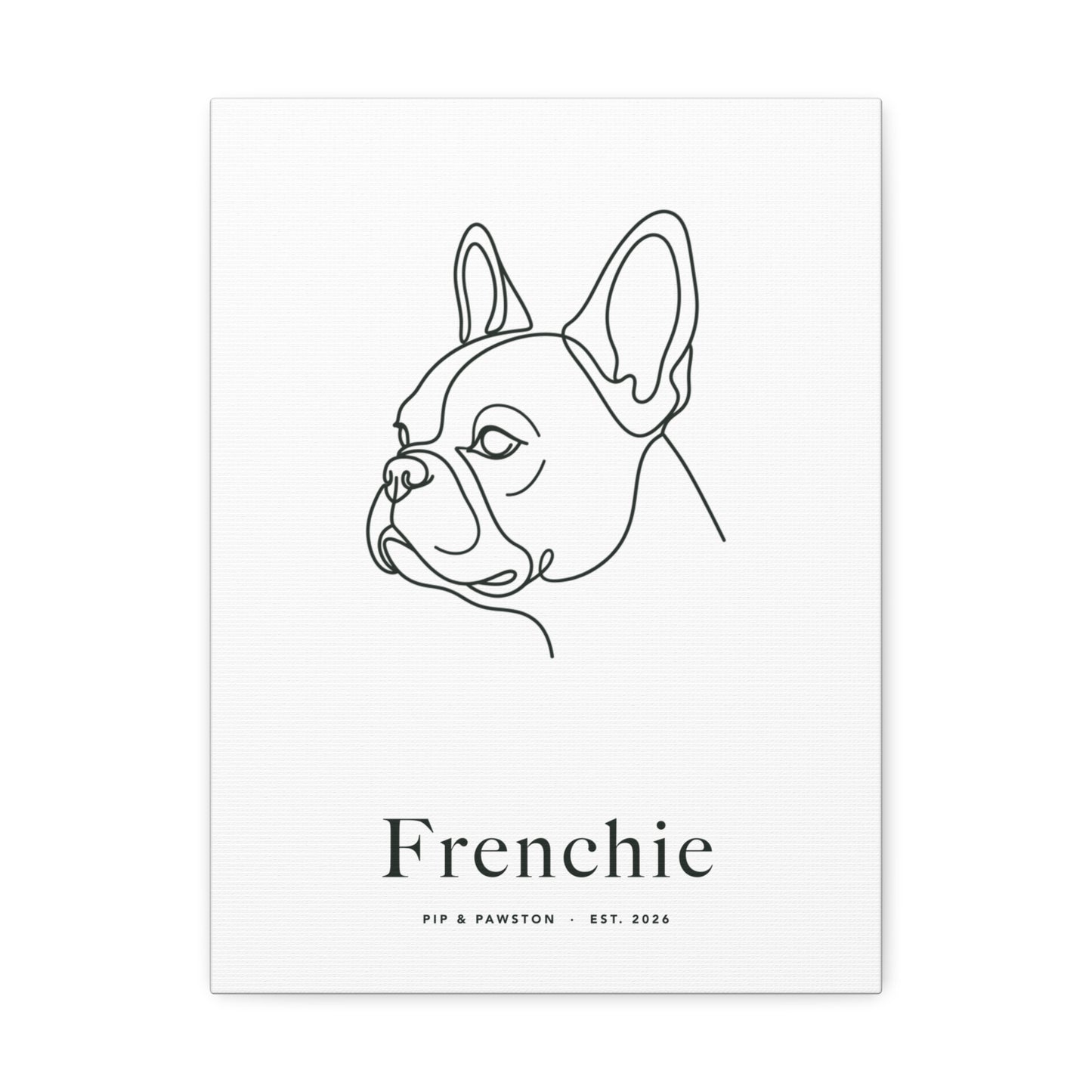 Frenchie Line-Art Canvas with Wordmark