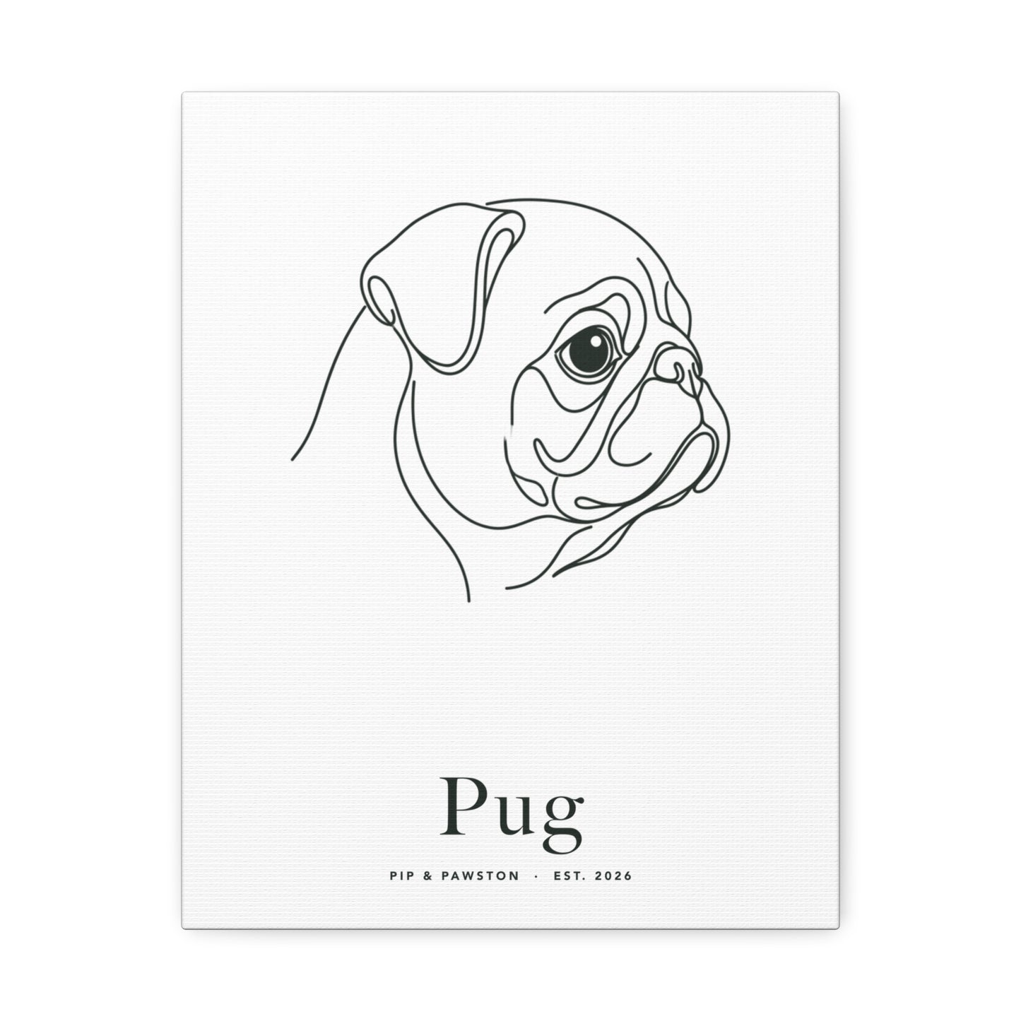 Pug Line-Art Canvas with Wordmark
