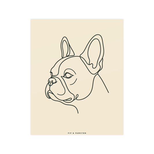 Frenchie Line-Art Poster - Warm Cream