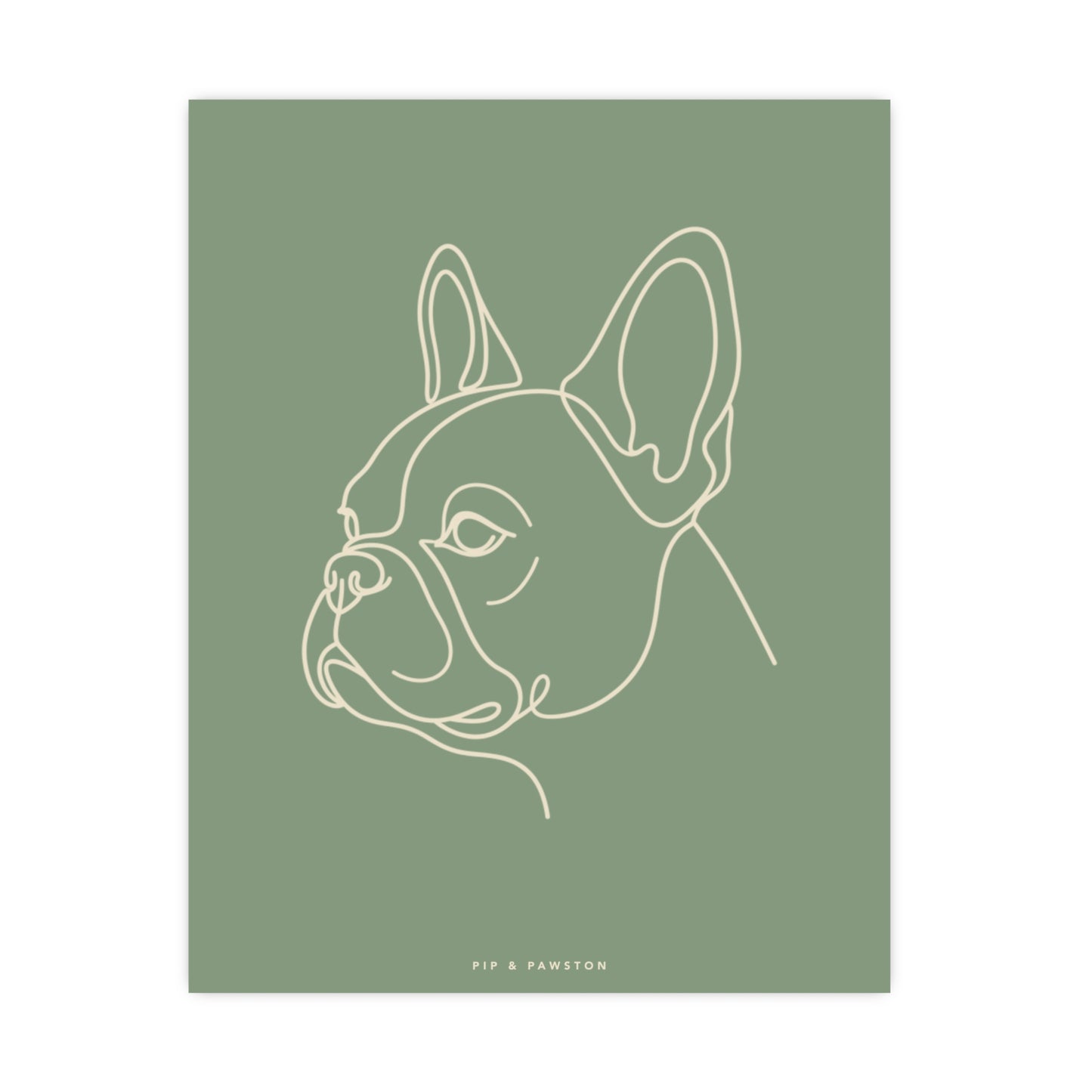 Frenchie Line-Art Poster - Sage