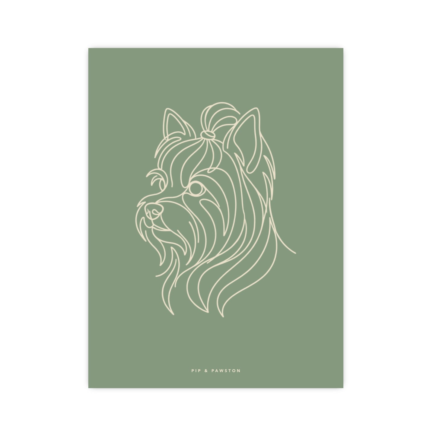 Yorkie Line-Art Poster - Sage