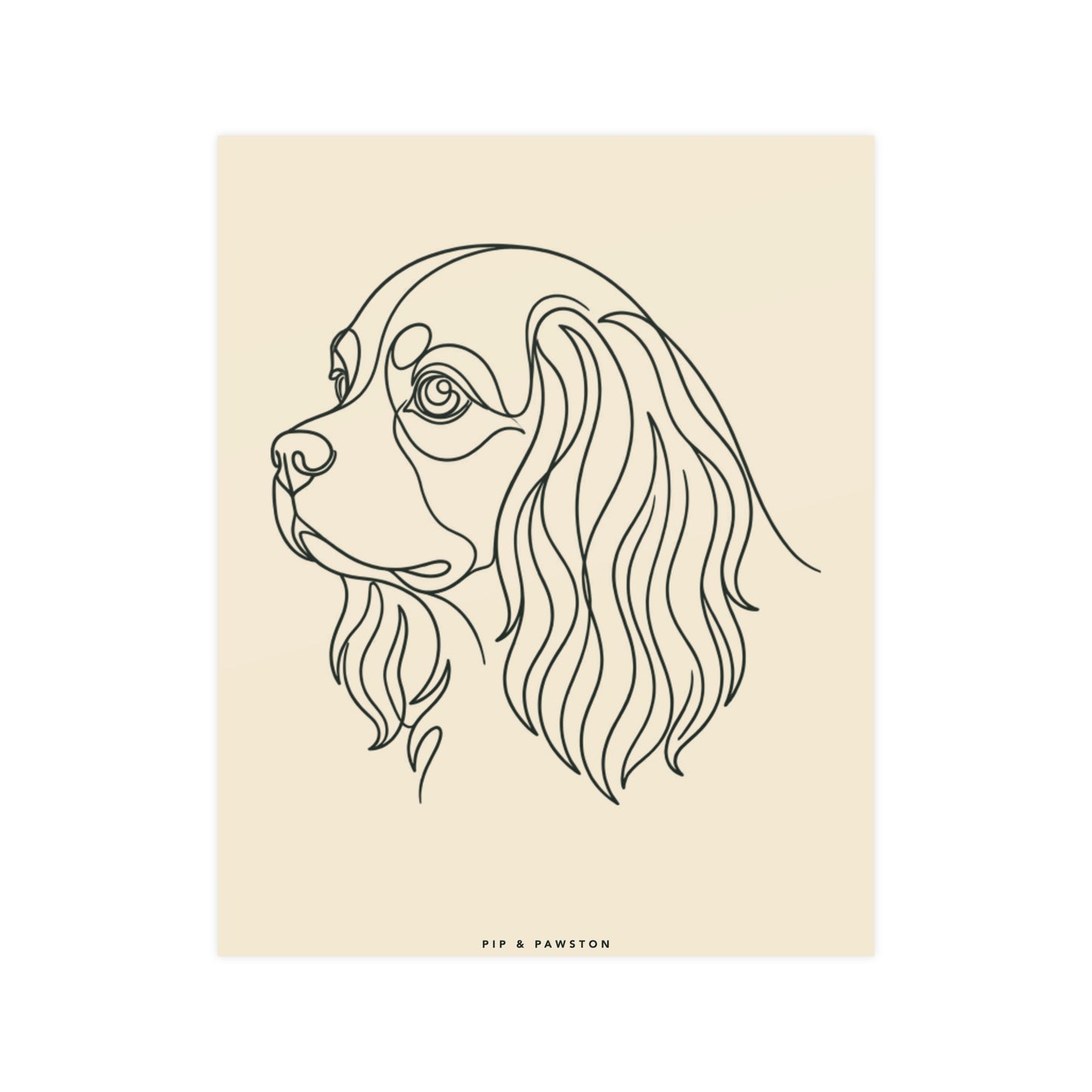 Cavalier Line-Art Poster - Warm Cream