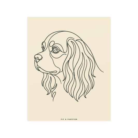 Cavalier Line-Art Poster - Warm Cream