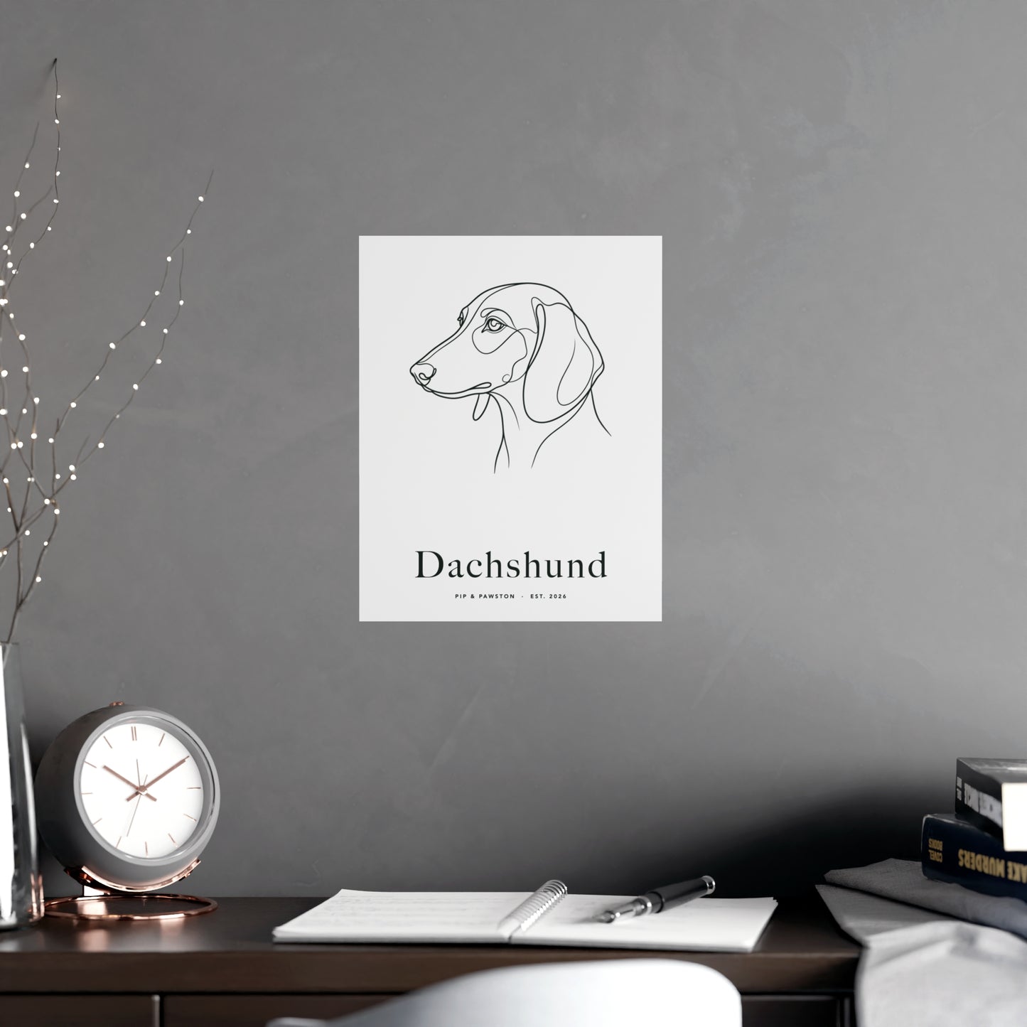 Dachshund Line-Art Poster with Wordmark