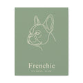 Frenchie Line-Art Canvas with Wordmark - Sage