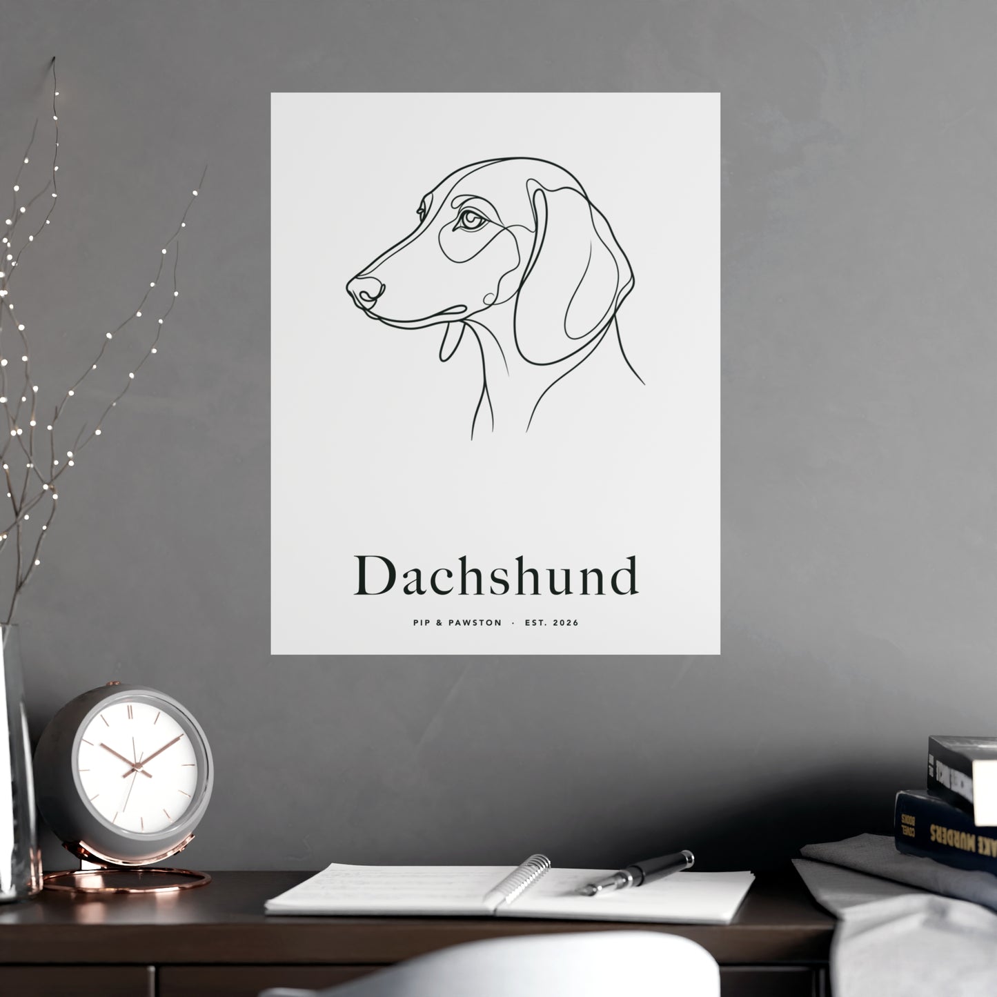 Dachshund Line-Art Poster with Wordmark