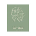 Cavalier Line-Art Poster with Wordmark - Sage