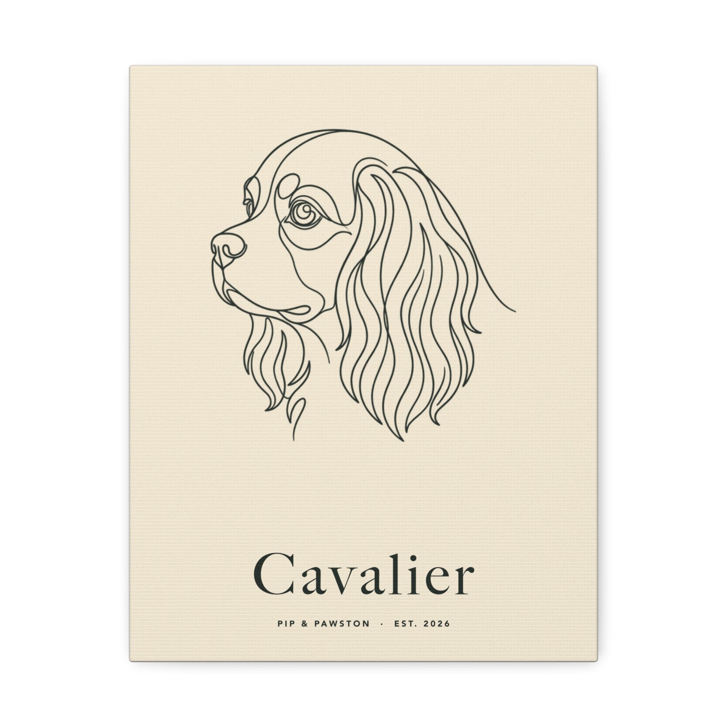Cavalier Line-Art Canvas with Wordmark - Warm Cream