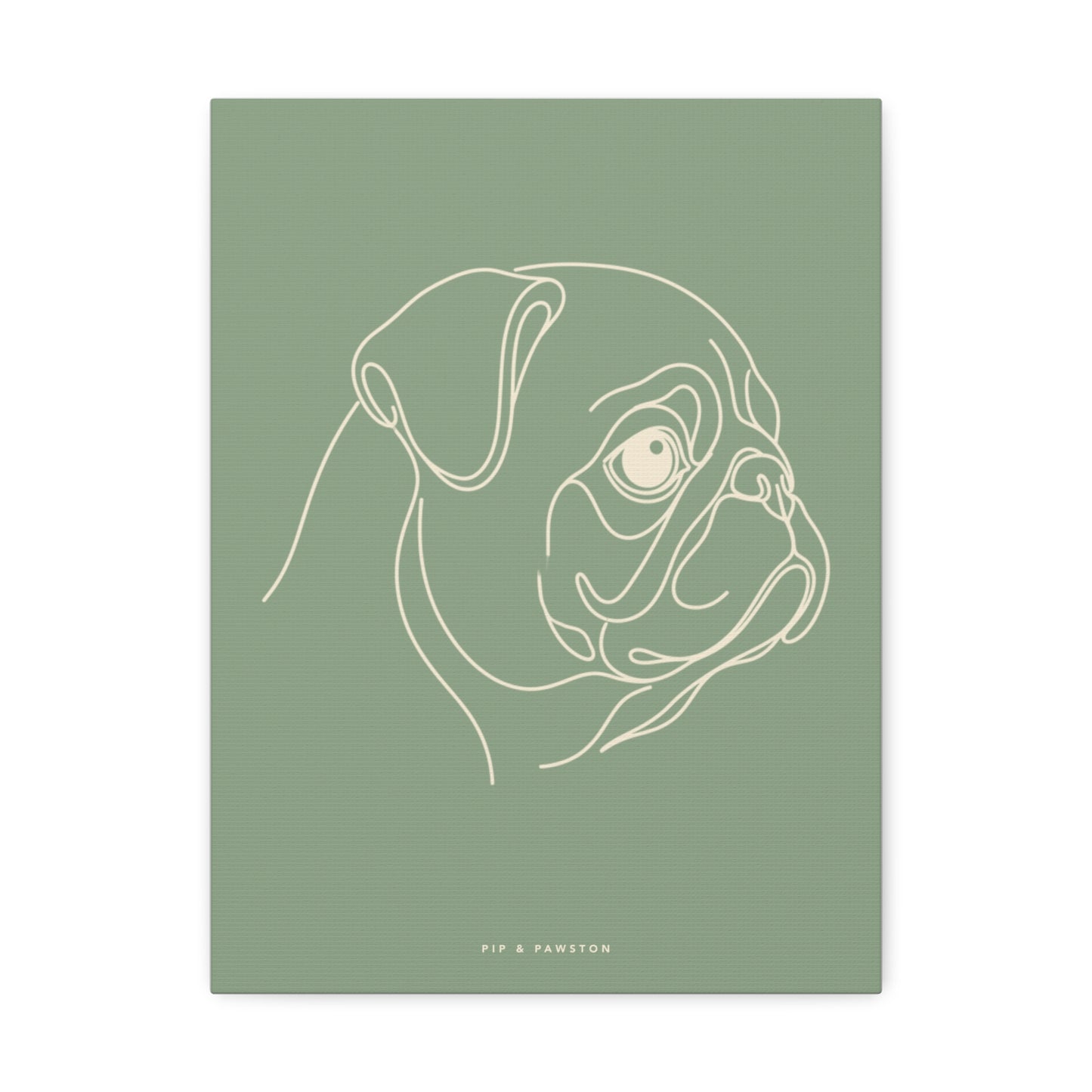 Pug Line-Art Canvas - Sage