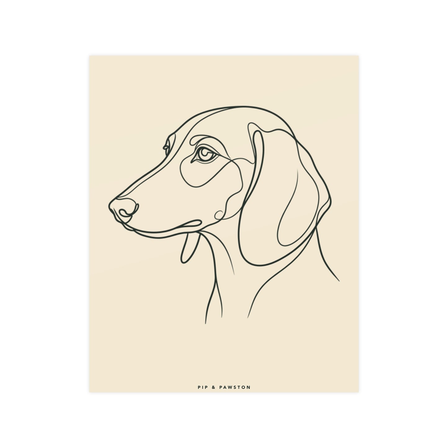 Dachshund Line-Art Poster - Warm Cream