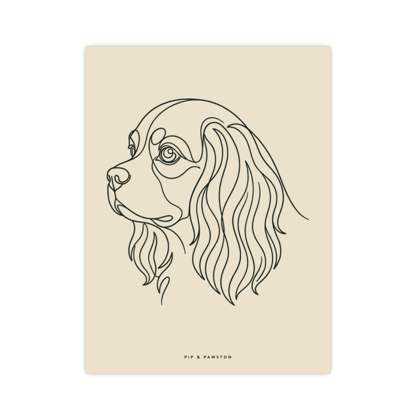 Cavalier Line-Art Poster - Warm Cream