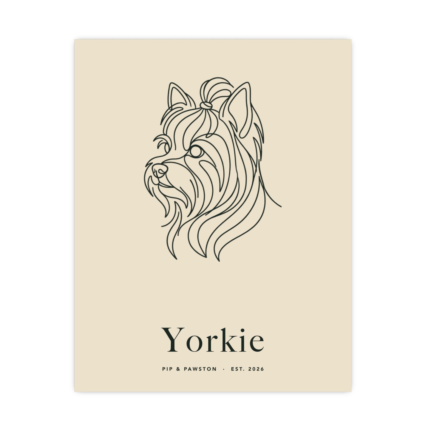 Yorkie Line-Art Poster with Wordmark - Warm Cream