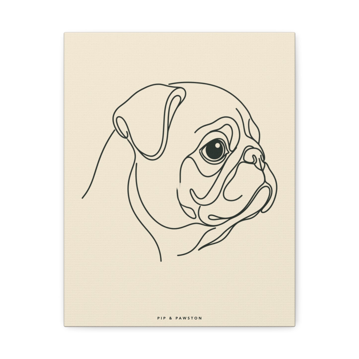 Pug Line-Art Canvas - Warm Cream