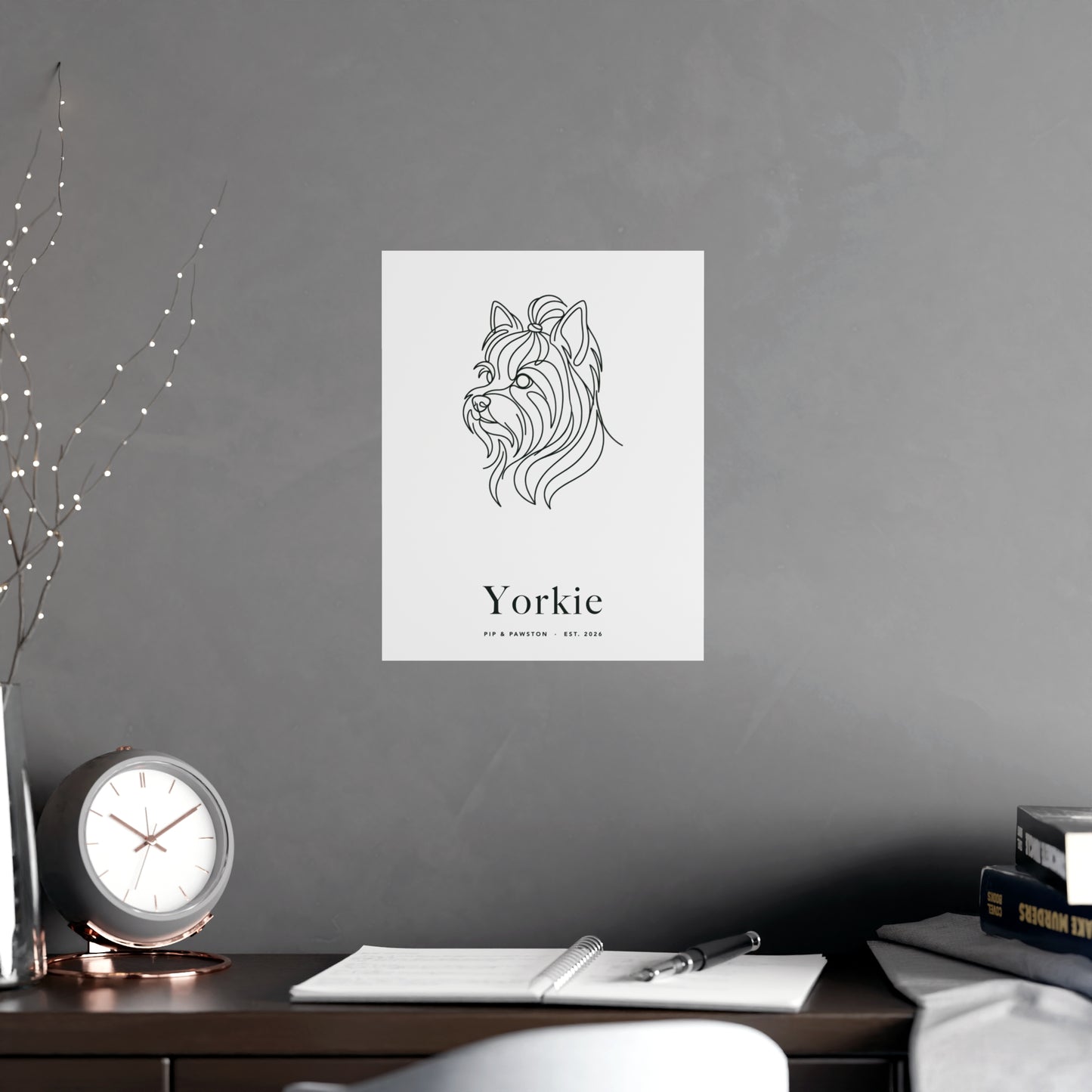 Yorkie Line-Art Poster with Wordmark