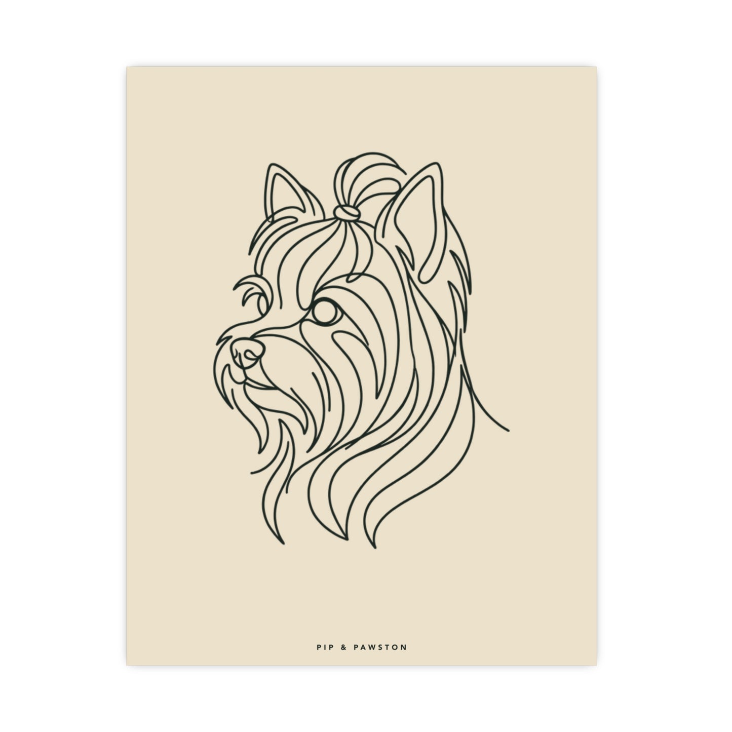 Yorkie Line-Art Poster - Warm Cream