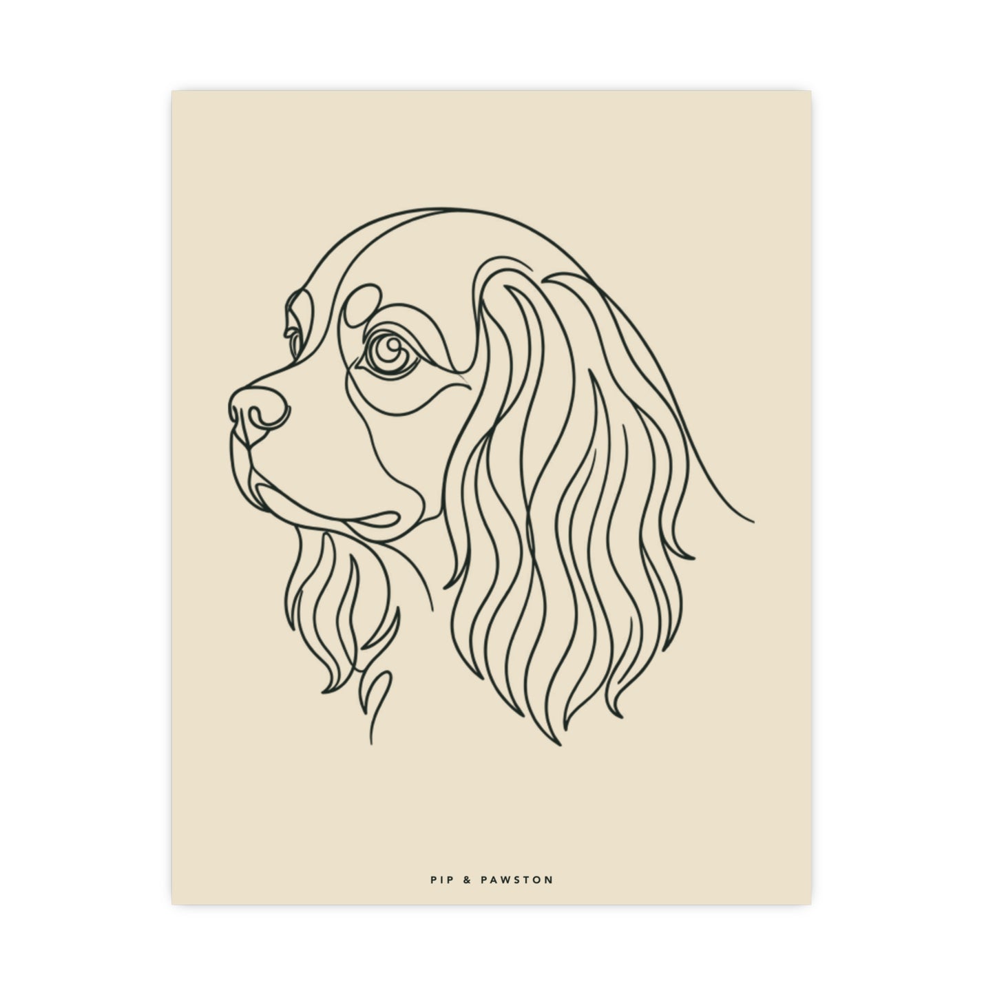 Cavalier Line-Art Poster - Warm Cream