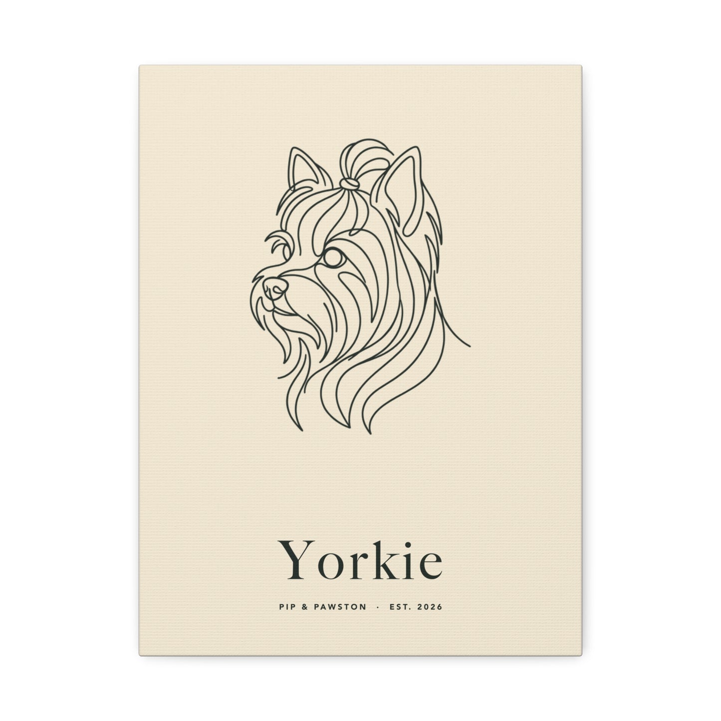 Yorkie Line-Art Canvas with Wordmark - Warm Cream