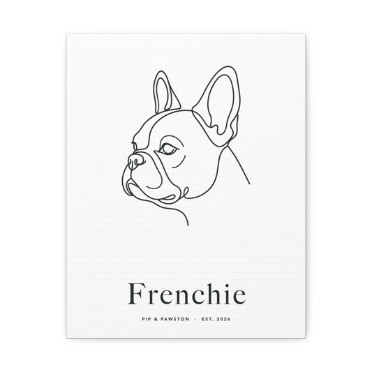 Frenchie Line-Art Canvas with Wordmark
